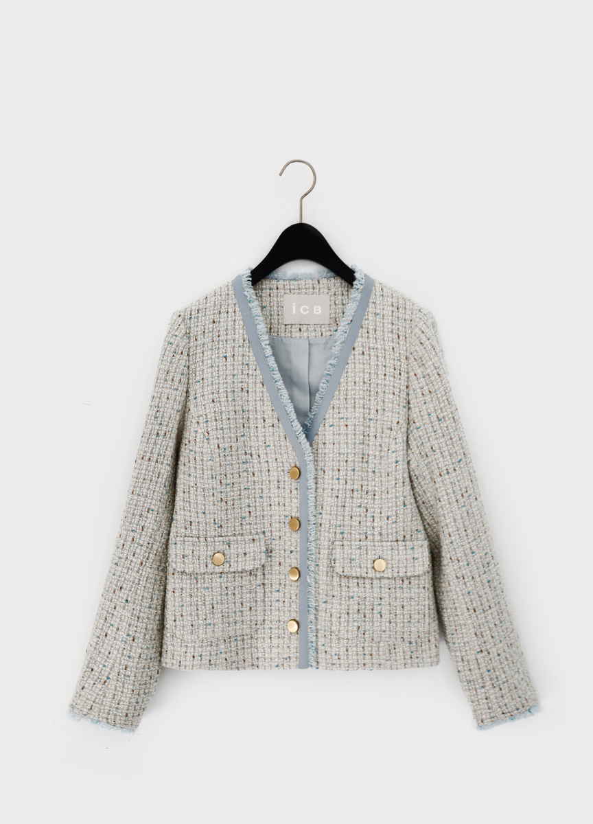 香奈兒花呢V領外套